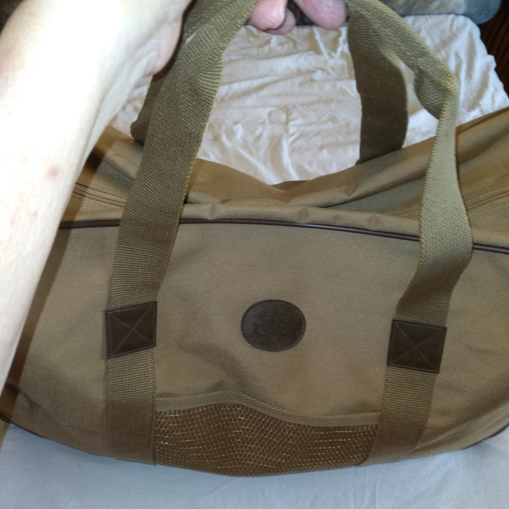 Classic Men's Duffel Bag in Tan - Travel & Gym Carryall Canvas W/Leather Detail